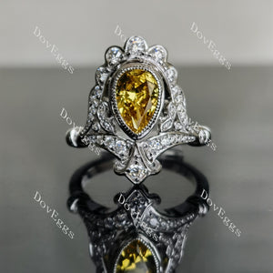 Doveggs pear art deco bezel colored gem engagement ring