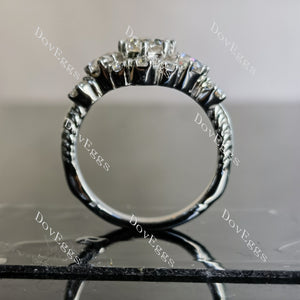 Doveggs oval side stones vintage moissanite engagement ring