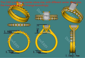 The Kiana Raeshel radiant half eternity pave moissanite bridal set (2 rings)