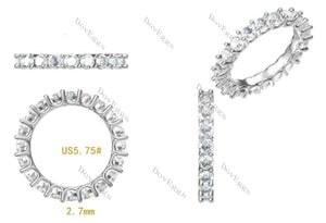 Doveggs round full eternity pave moissanite/lab grown diamond wedding band-2.7mm band width
