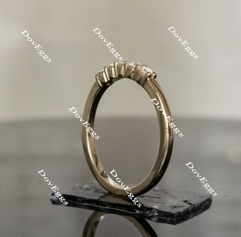 doveggs round five stone moissanite ring/lab grown diamond wedding band-1.7mm band width