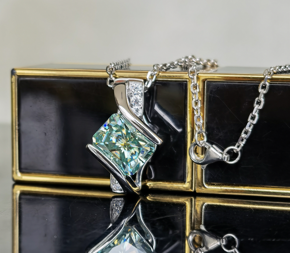 Grace art deco radiant moissanite pendant necklace (pendant only)