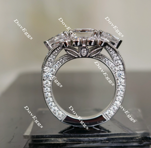 Doveggs art deco floral asscher moissanite engagement ring