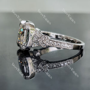 DovEggs cushion halo moissanite engagement ring