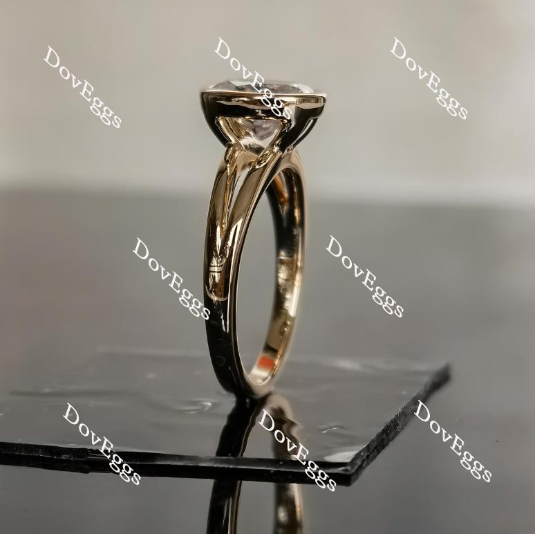 Doveggs oval bezel setting split shank solitaire moissanite engagement ring
