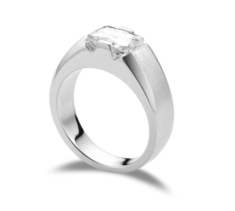 Doveggs radiant solitaire moissanite engagement ring for men