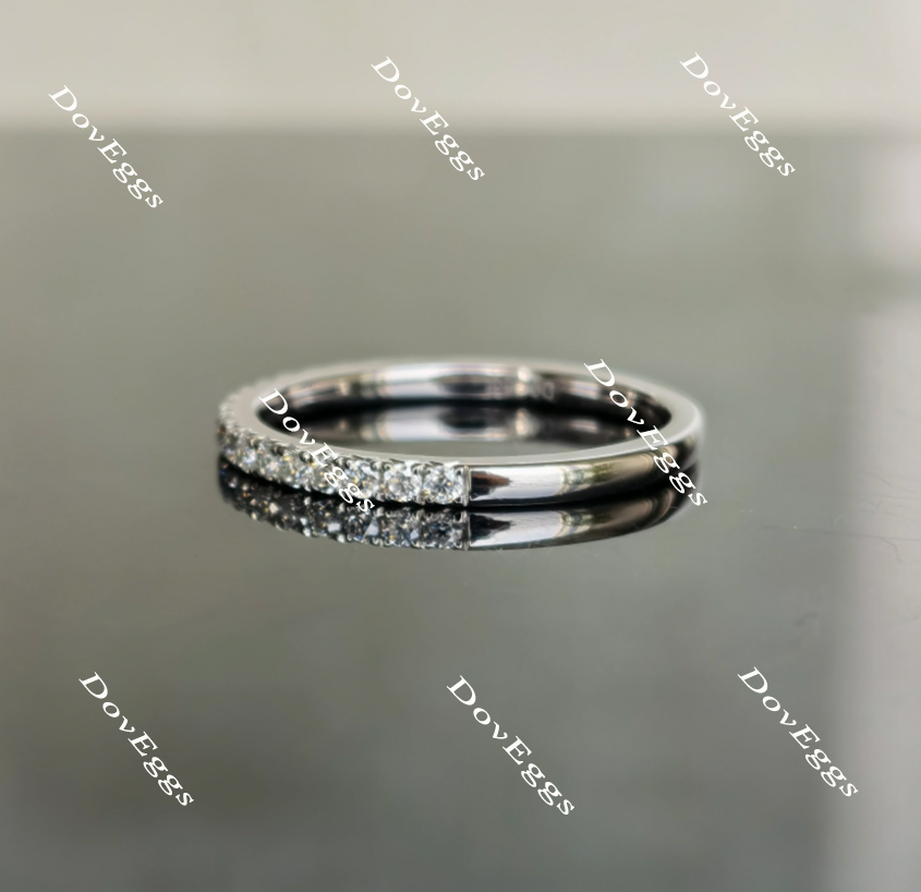 Doveggs half eternity pave moissanite/lab grown diamond guard ring/wedding band-1.8mm band width