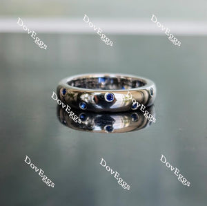 Doveggs round intense royal blue sapphire colored gem band-4.0mm band width
