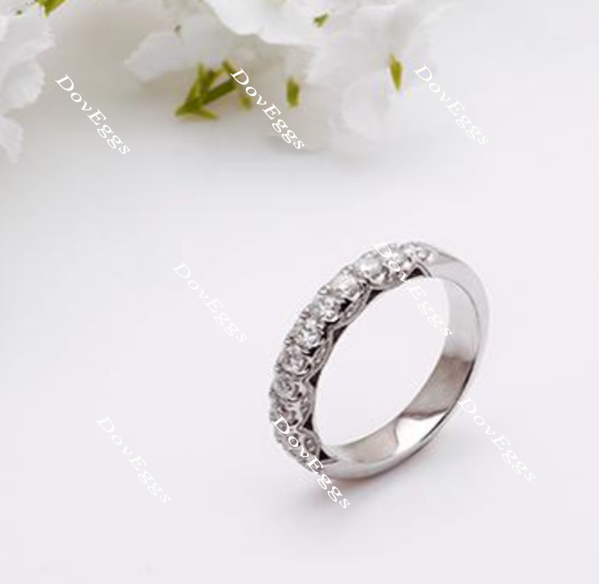 Doveggs Pave moissanite/lab grown diamond wedding band for women-4mm band width
