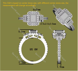 Doveggs radiant halo moissanite engagement ring(engagement ring only)