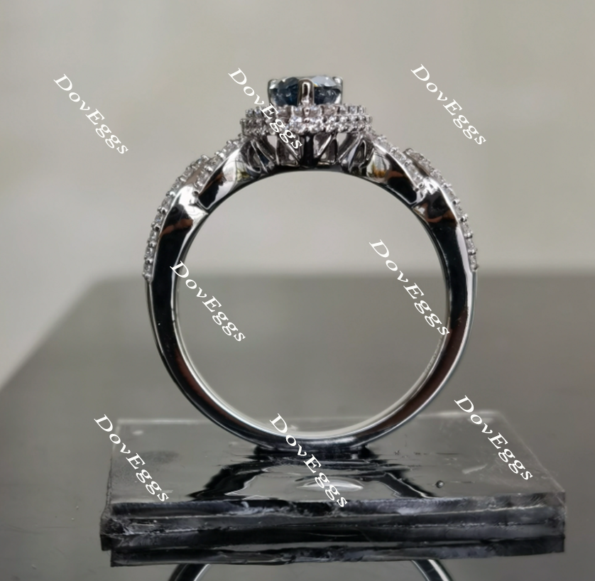 Sassanach pear pave moissanite engagement ring