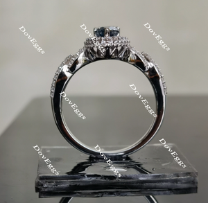 Sassanach pear pave moissanite engagement ring