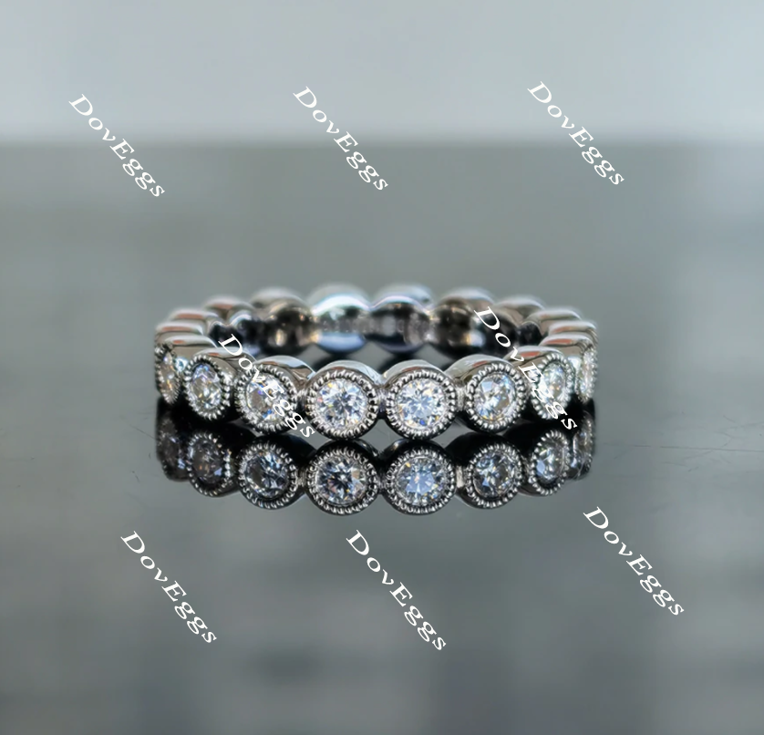 Doveggs round full eternity moissanite/lab grown diamond wedding bands-3.3mm band width
