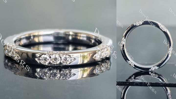 Doveggs round art deco moissanite/lab grown diamond wedding band-2.5mm band width - DovEggs-Seattle