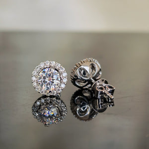 Doveggs premade halo moissanite stud earring for women