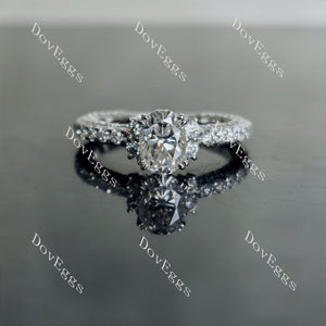 Doveggs oval pave moissanite engagement ring