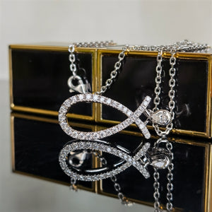 Doveggs pear round ribbon moissanite/lab grown diamond pendant necklace(Pendant only)