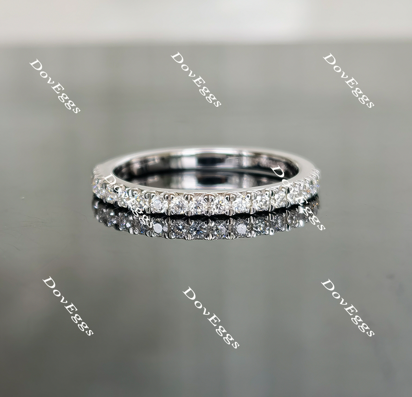 half eternity pave moissanite wedding band