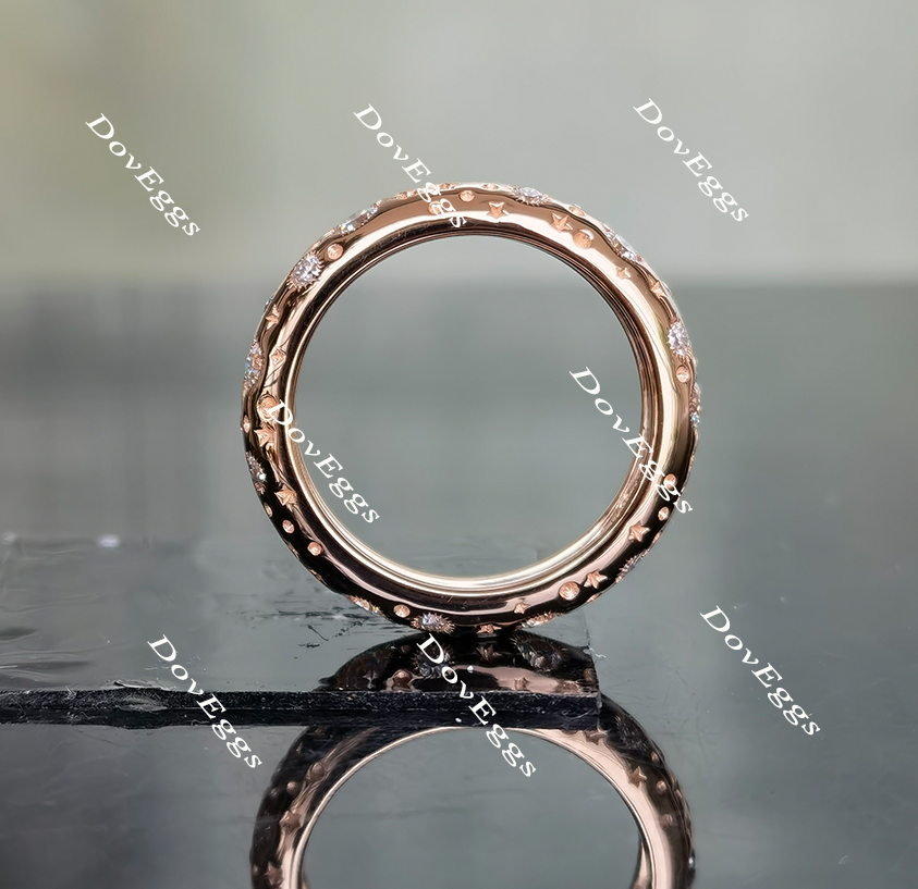 Doveggs art deco round full eternity moissanite wedding bands-5mm band width