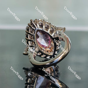 Doveggs marquise halo pink sapphire colored gem sterling silver engagement ring