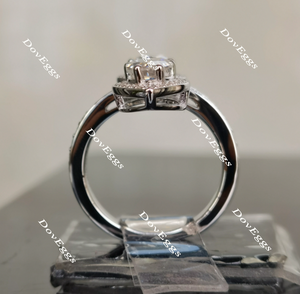 DovEggs pear halo moissanite engagement ring