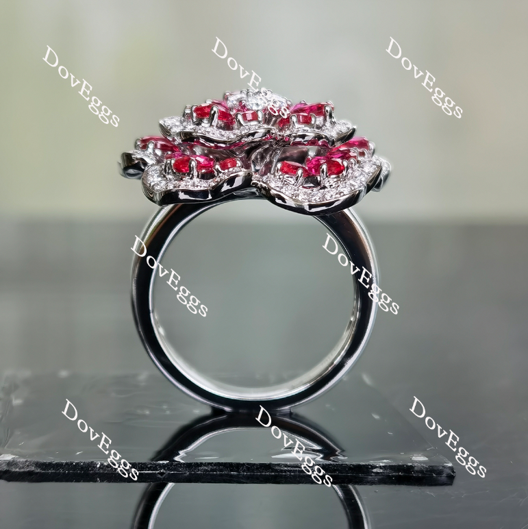 Doveggs floral moissanite and birthstone engagement ring