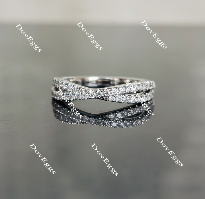 Doveggs pave curved  moissanite/lab grown diamond wedding band-2.1mm band width - DovEggs-Seattle
