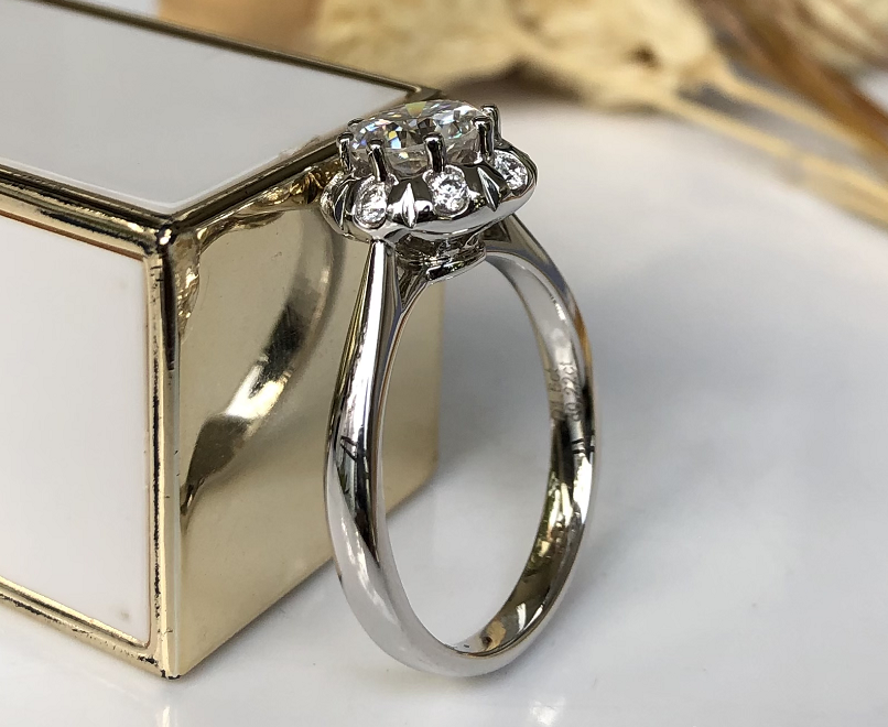 doveggs octagon 2 carat 18k white gold moissanite engagement ring