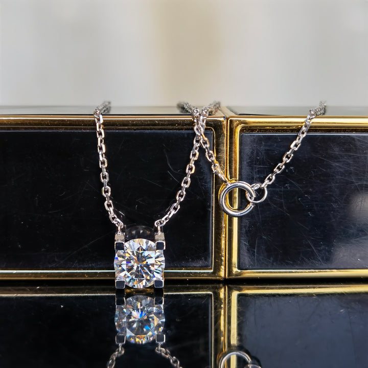 Doveggs premade 18k rose gold moissanite pendant necklace - DovEggs-Seattle