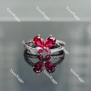Doveggs pear butterfly colored gem engagement ring