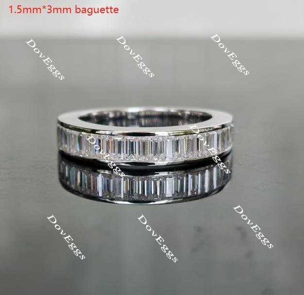Doveggs half eternity channel set baguette moissanite wedding band/moissanite ring-2.8mm band width