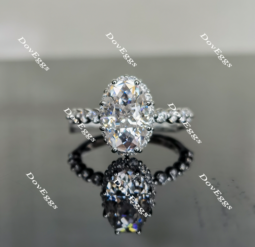 elongated oval moissanite engagement ring