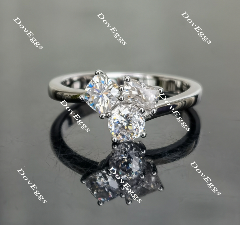 three stone moissanite engagement ring