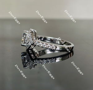 The Anna round half eternity pave halo moissanite ring