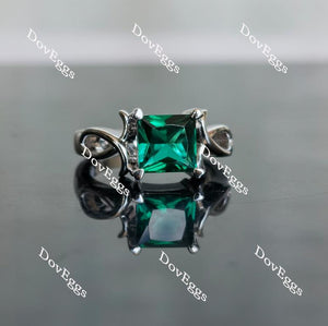 Doveggs princess solitaire zambia emerald colored gem engagement ring