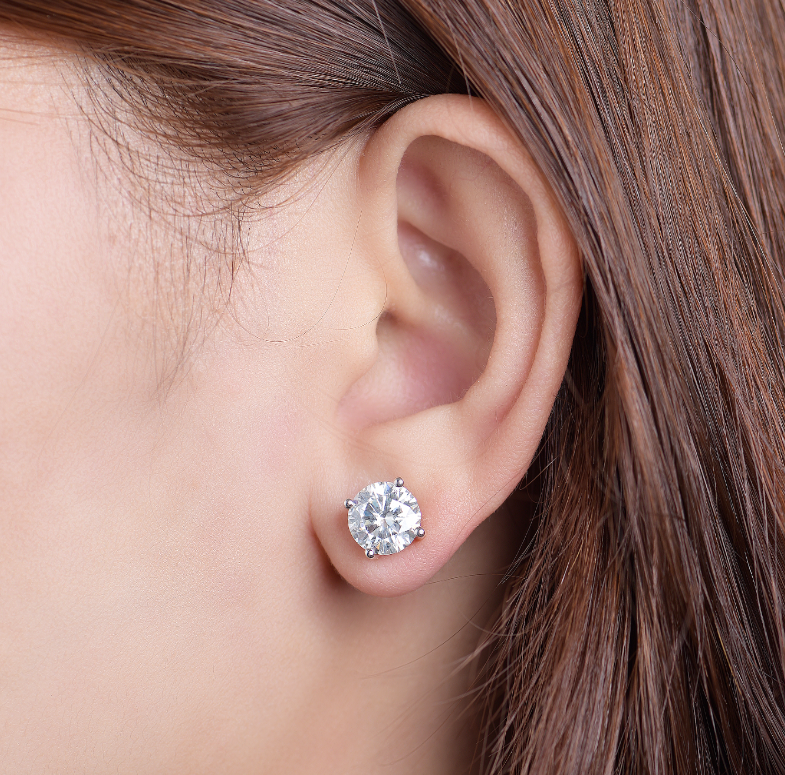 doveggs moissanite round moissanite sterling silver stud earring