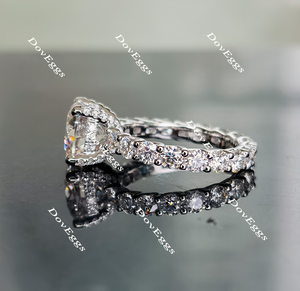 doveggs round full eternity pave moissanite engagement ring