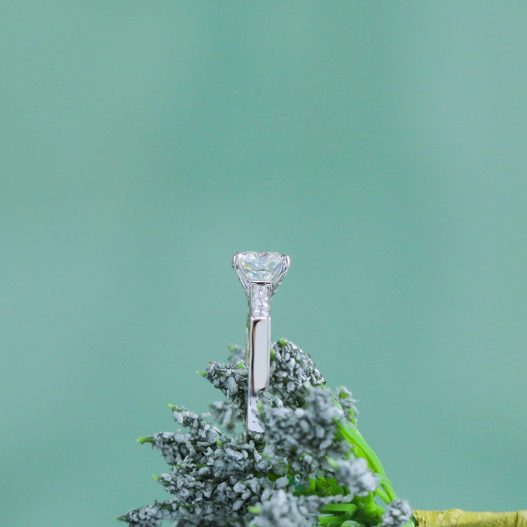 doveggs cushion def/ghi color moissanite engagement ring in white/yellow gold DovEggs-Seattle 