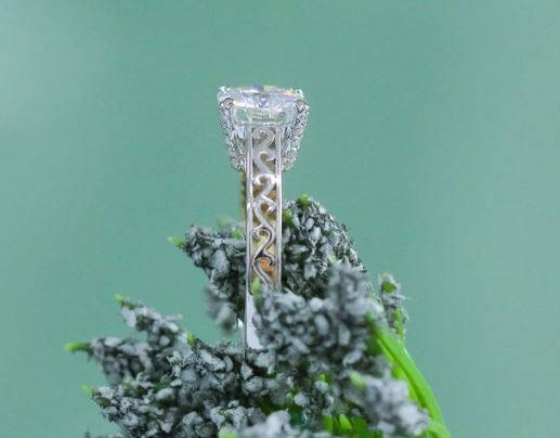doveggs cushion moissanite engagement ring in white/yellow gold DovEggs-Seattle 