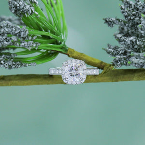 doveggs cushion moissanite engagement ring with accents in white/yellow gold DovEggs-Seattle 