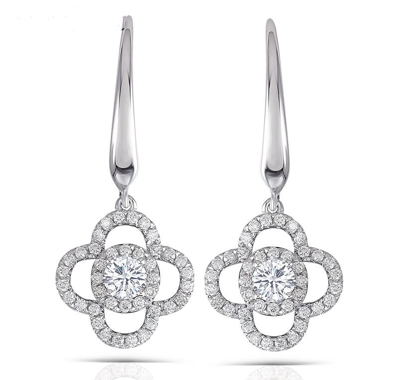 doveggs dangle earrings 14k white gold 0.5ct center 3.5mm moissanite dangle earrings with accents for women - DovEggs-Seattle