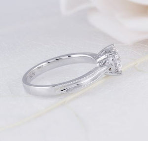 doveggs DEF/GHI color round moissanite engagement ring in white gold DovEggs-Seattle 