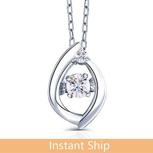 doveggs diamond 18k white gold center 0.05 carat diamond pendant necklace DovEggs-Seattle 