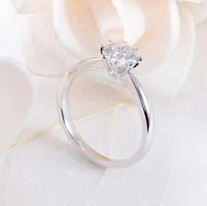 doveggs GHI/DEF color octagon moissanite engagement ring in white gold DovEggs-Seattle 