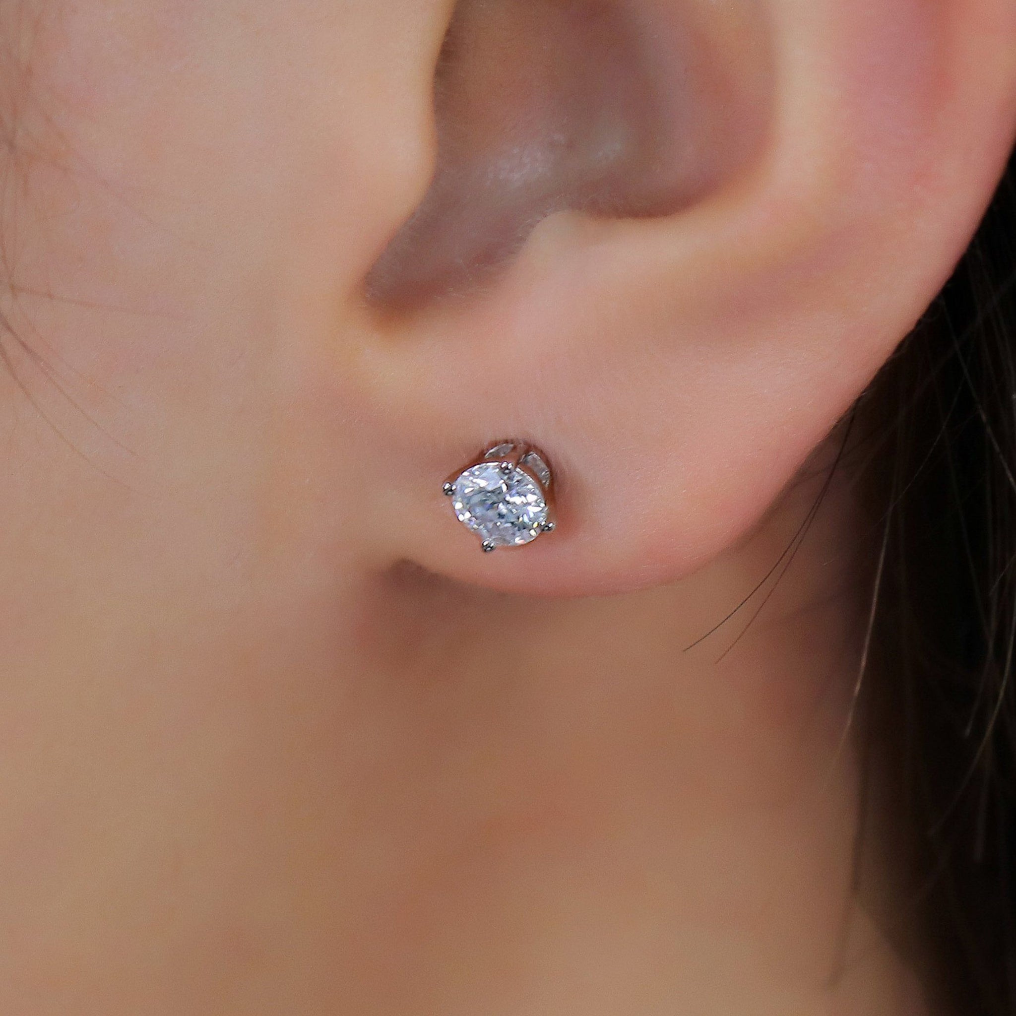 doveggs lab created CVD diamond earring 14k-18k white gold 0.8 carat def color round diamond studs push back for women - DovEggs-Seattle