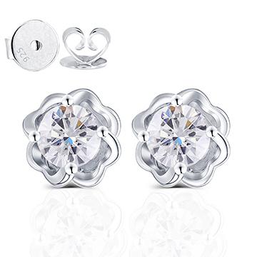 doveggs moissanite 14k white gold 1 carat GHI /DEF color moissanite earring studs push back DovEggs-Seattle 