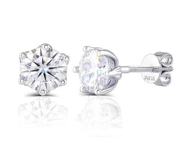 doveggs moissanite 14k white gold 2 carat GHI/DEF Color round moissanite stud earring DovEggs-Seattle 