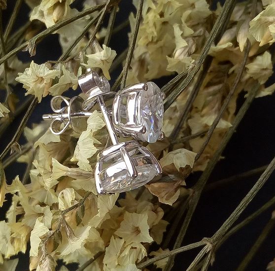 doveggs moissanite 14k white gold 2 carat oval moissanite stud earring for women DovEggs-Seattle 