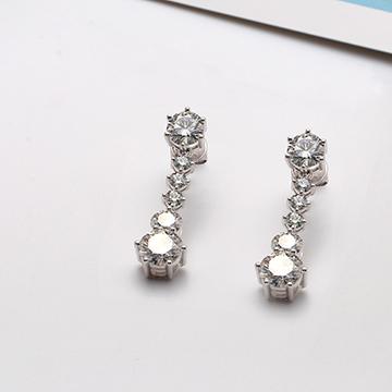 doveggs moissanite 14k white gold 5.6 carat DEF/GHI color round moissanite dangle earrings DovEggs-Seattle 