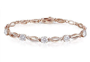 doveggs moissanite bracelet 14k rose gold 2.5ct 5 pieces 5mm moissanite bracelet with accents for women 17cm length - DovEggs-Seattle